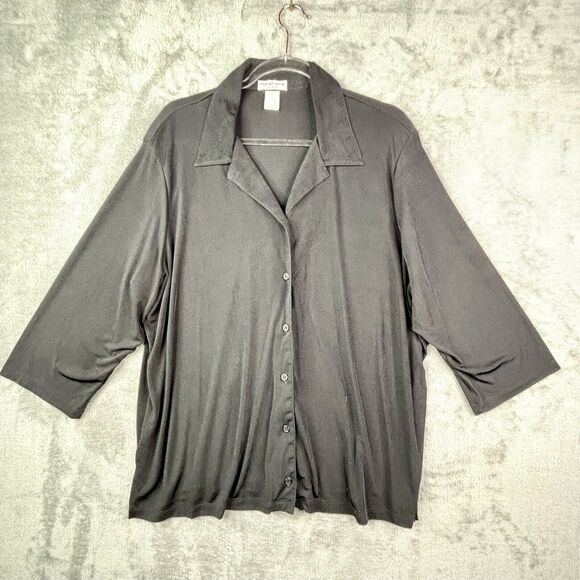 Notations Black Sheer Blouse Women’s 2X Plus Size Dressy - Picture 6 of 7